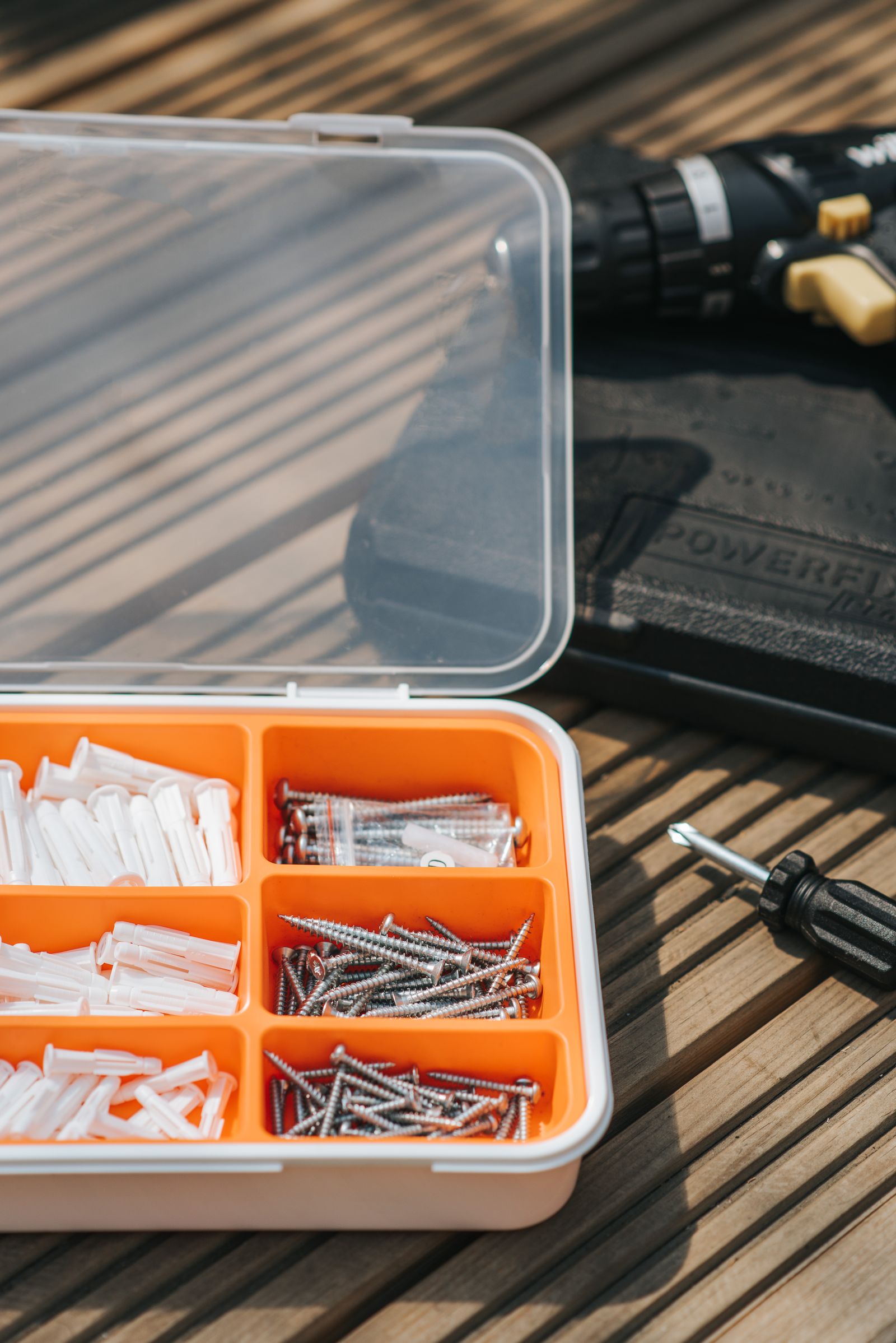 Repair tools arranged on a work surface